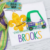 Personalized Mardi Gras Coupe with Fleur de lis Applique Shirt
