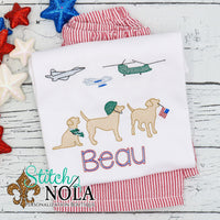 Personalized Patriotic Army Dogs Sketch Shirt