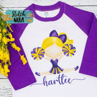 Personalized Purple & Gold Cheerleader Printed Shirt