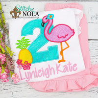 Personalized Flamingo Pineapple Birthday Applique Shirt