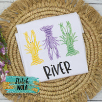 Personalized Mardi Gras Crawfish Trio Printed Shirt