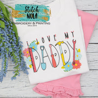 I Love My Daddy Tool Set Printed Shirt