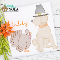 Personalized Thanksgiving Pilgrim Dog With Turkey Sketch Shirt