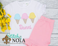 Personalized Ice Cream Sketch Trio Shirt