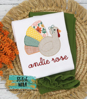 Personalized Sitting Turkey Applique Shirt