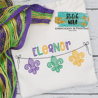 Personalized Mardi Gras Fleur de lis on a Line Sketch Shirt