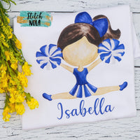 Personalized Blue & White Cheerleader Printed Shirt
