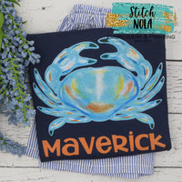 Personalized Colorful Crab Printed Shirt on Colored Garment