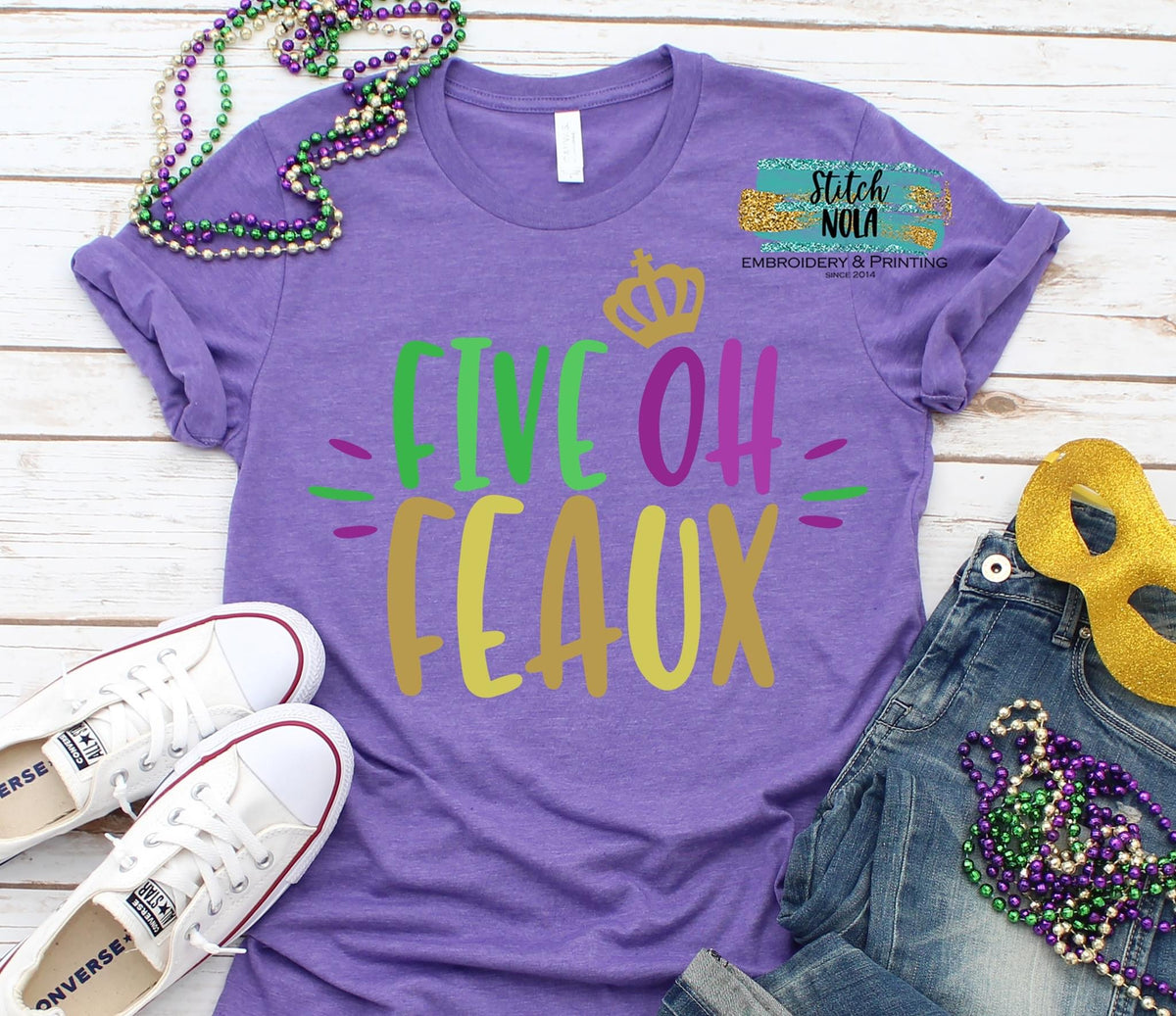 Kids Mardi Gras 504 Printed Tee Stitch NOLA