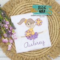 Personalized Purple and Gold Cheerleader Sketch Shirt