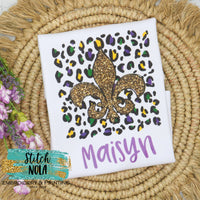 Personalized Mardi Leopard Fleur de lis Printed Shirt