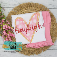 Girl Valentine Pink Leopard Heart Printed Shirt