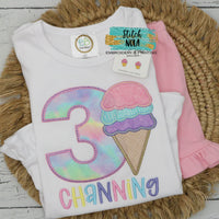Personalized Ice Cream Birthday Appliqué Shirt