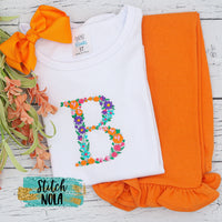 Personalized Fall Floral Letter or Name Embroidered Shirt