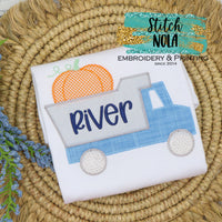 Personalized Pumpkin Dump Truck Applique Shirt