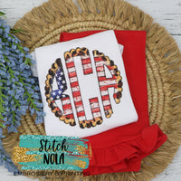 Patriotic Monogram Flag with Leopard Printed Shirt