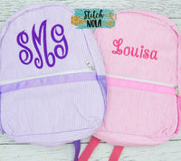 Personalized Seersucker Backpack with Name or Monogram, Seersucker Diaper Bag, Seersucker School Bag, Seersucker Bag, Diaper Bag, School Bag, Book