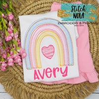 Personalized Heart Rainbow Sketch Shirt