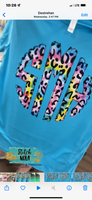 Adult Scallop Leopard Rainbow Printed Tee