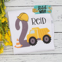 Personalized Construction Birthday Dump Truck Printed Shirt