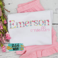 Personalized Pastel Floral Letter or Name Embroidered Shirt