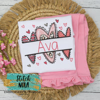 Girl Valentine Funky Pink Split Heart Trio Printed Shirt