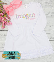 Personalized Pastel Floral Letter or Name Embroidered Shirt