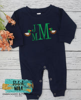Personalized Duck Monogram on Colored Garment