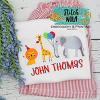 Personalized Birthday Zoo Animals Safari Sketch Shirt