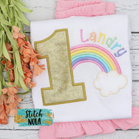 Personalized Birthday Rainbow Appliqué Shirt