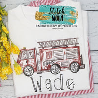 Personalized Fire Truck Printed Shirt