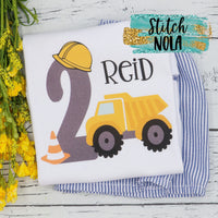 Personalized Construction Birthday Dump Truck Printed Shirt
