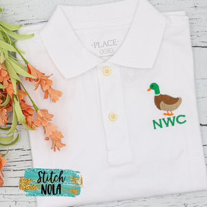 Personalized Mallard Duck Embroidered Collared Shirt