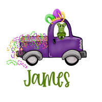 Alligator Mardi Gras Truck Printed Shirt