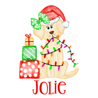 Christmas Dog with Santa Hat & Lights Printed Shirt