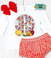 Kids Crawfish Boil Scalloped Monogram Printed Tee