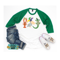 Adult Louisiana Bayou Animal Trio Mardi Gras Printed Tee