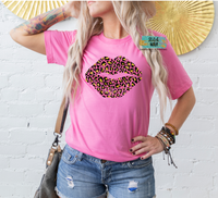 Adult Valentines Leopard Lips Printed Tee