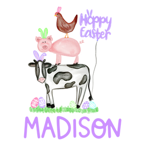 Personalized stacked Easter Farm Animals Printed Shirt