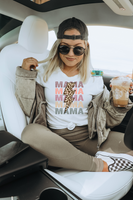 Mama with Leopard Lightning Bolt Printed Tee