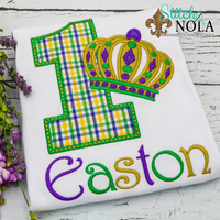 Personalized Mardi Gras Birthday King Applique Shirt