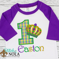 Personalized Mardi Gras Birthday King Applique Shirt