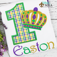 Personalized Mardi Gras Birthday King Applique Shirt