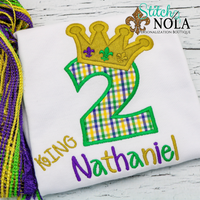 Personalized Mardi Gras Birthday King/Queen Applique Shirt