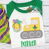 Personalized Mardi Gras Bulldozer with Mask & Beads Sketch Shirt