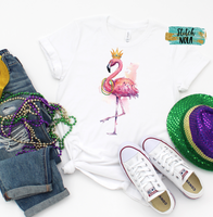 Adult Mardi Gras Flamingo Queen Printed Tee