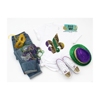 Adult Mardi Gras Leopard Fleur de lis with Faux Glitter Effect Printed Tee