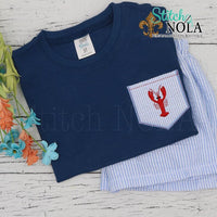 Faux Pocket Tee with Crawfish