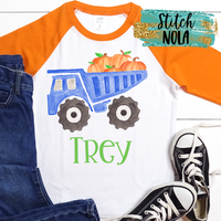 Personalized Fall Dump Truck with Pumpkins Printed Shirt