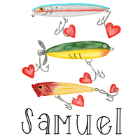 Fishing Lures with Hearts Printed Shirt